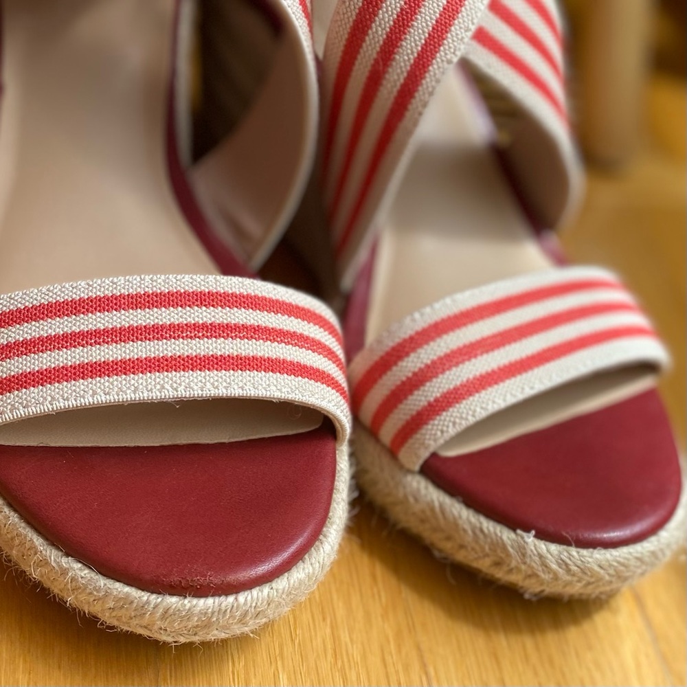 🎈SOLD Market & Spruce Mary Red Elastic Strappy Espadrille Wedge Sz 7 🎈 - Picture 6 of 8